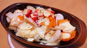 エリンギと玉ねぎ、パプリカのチーズ焼き