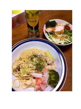 ムネ肉と春キャベツのレモンクリームパスタ