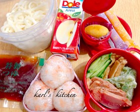 簡単きつねちくわ天ぷら冷やしうどん弁当