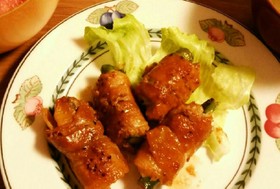 春菊アスパラガス新じゃがの肉巻き
