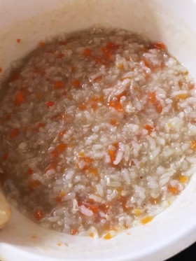 離乳食9ヶ月のための鶏五目粥(5倍粥)