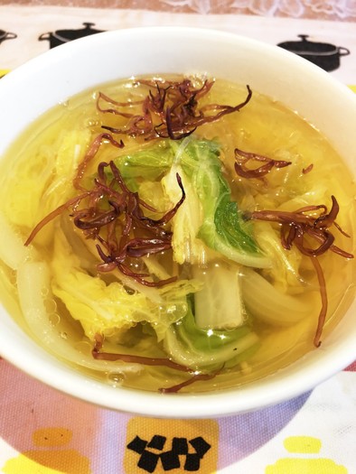 春雨と白菜のごま油風味中華スープの写真