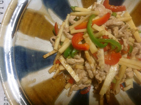 筍と豚肉のオイスターソース炒め