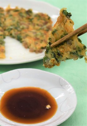 米粉でモッチリ♪ 濃厚な乾燥九条ねぎ焼き