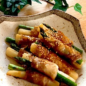 山芋とアスパラの肉巻き(蜂蜜入り)