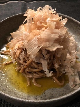 かつおぶしの冷製パスタ