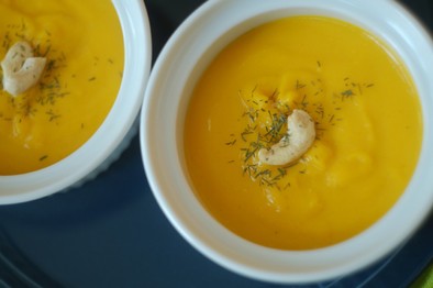 カボチャの豆乳ポタージュスープの写真