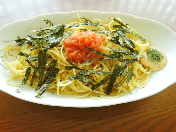 明太子たっぷりのパスタ 休日のランチに