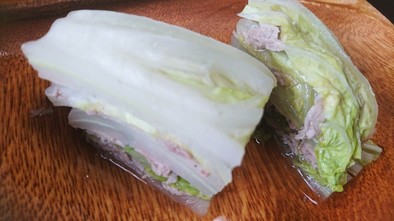 レンジで簡単に白菜と豚肉の重ね蒸しの写真
