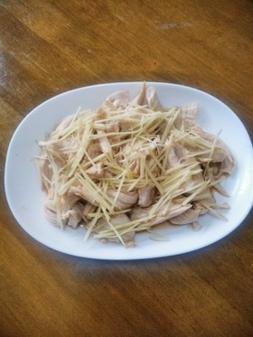 簡単❤時短❤鶏むねしょうが蒸し❤