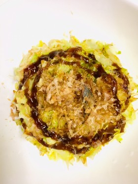 1人分レシピ:キャベツ卵のお好み焼き風