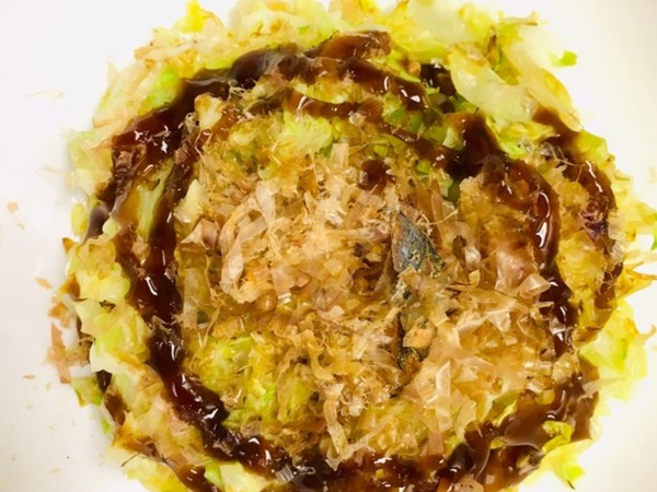1人分レシピ:キャベツ卵のお好み焼き風