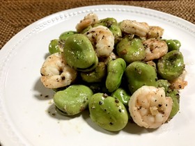 そら豆と海老のガーリックソテー