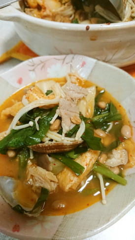 ★納豆とあさりのヘルシーチゲ鍋