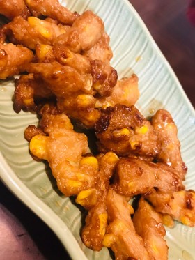 コーンかき揚げ甘辛炒め♡簡単すぎる!