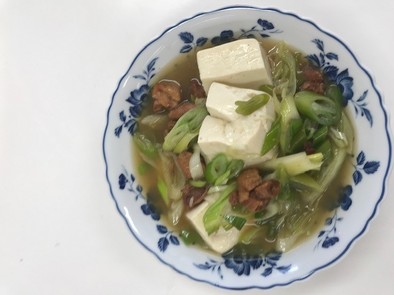 ポリ袋でできるヤキトリ缶の肉豆腐の写真