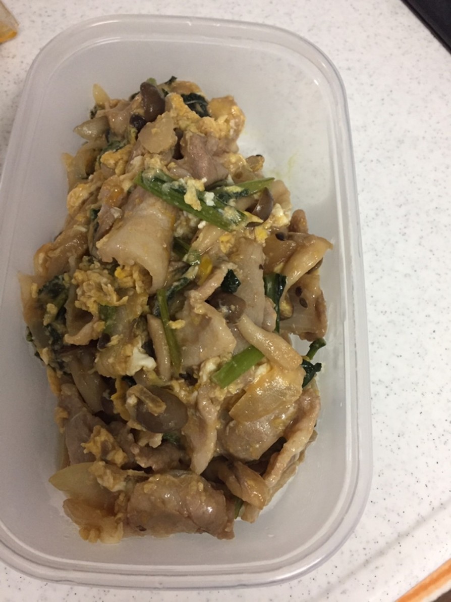 小松菜と豚肉の中華風卵炒めの画像