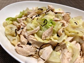 ☆ささみとキャベツのレンチン塩昆布和え♪