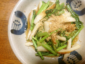 かぶの葉とちくわの醤油炒め