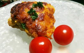大豆粉で、豚こま梅じそピカタ