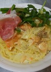 スモークサーモンのカレークリームパスタ