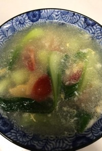 チンゲン菜と豆腐卵スープ