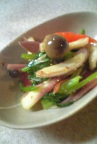 小松菜とサーモンの和え物
