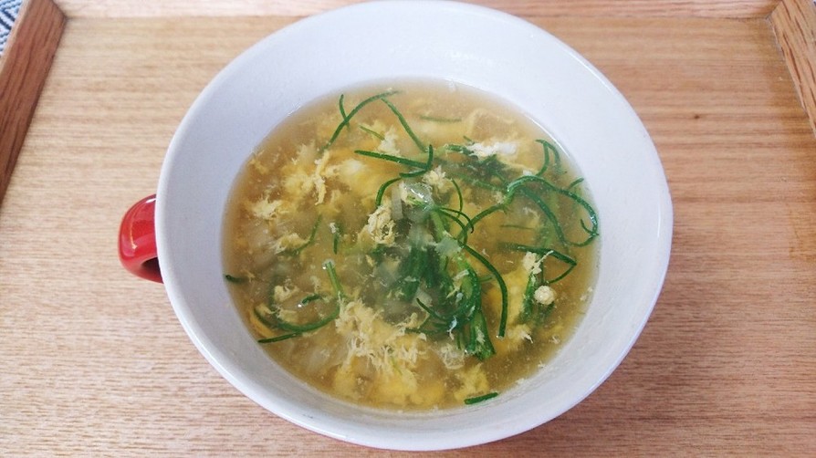 簡単♪オカヒジキのコンソメ卵スープの画像