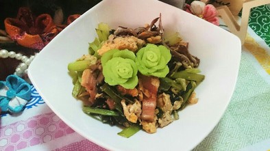 小松菜ベーコン舞茸の卵とじ♪の写真