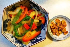 ガーリックチップとガーリック風味野菜炒め