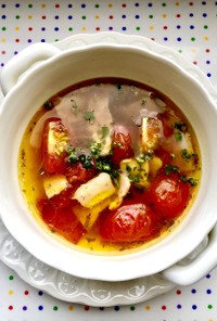 トマト・ベーコンの生姜コンソメスープ