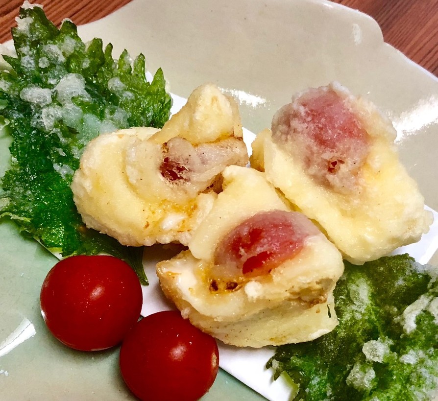 トマト入りカマンベールの天ぷら＊おつまみの画像