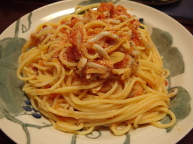 しらすと明太子のトマトペペロンチーノ