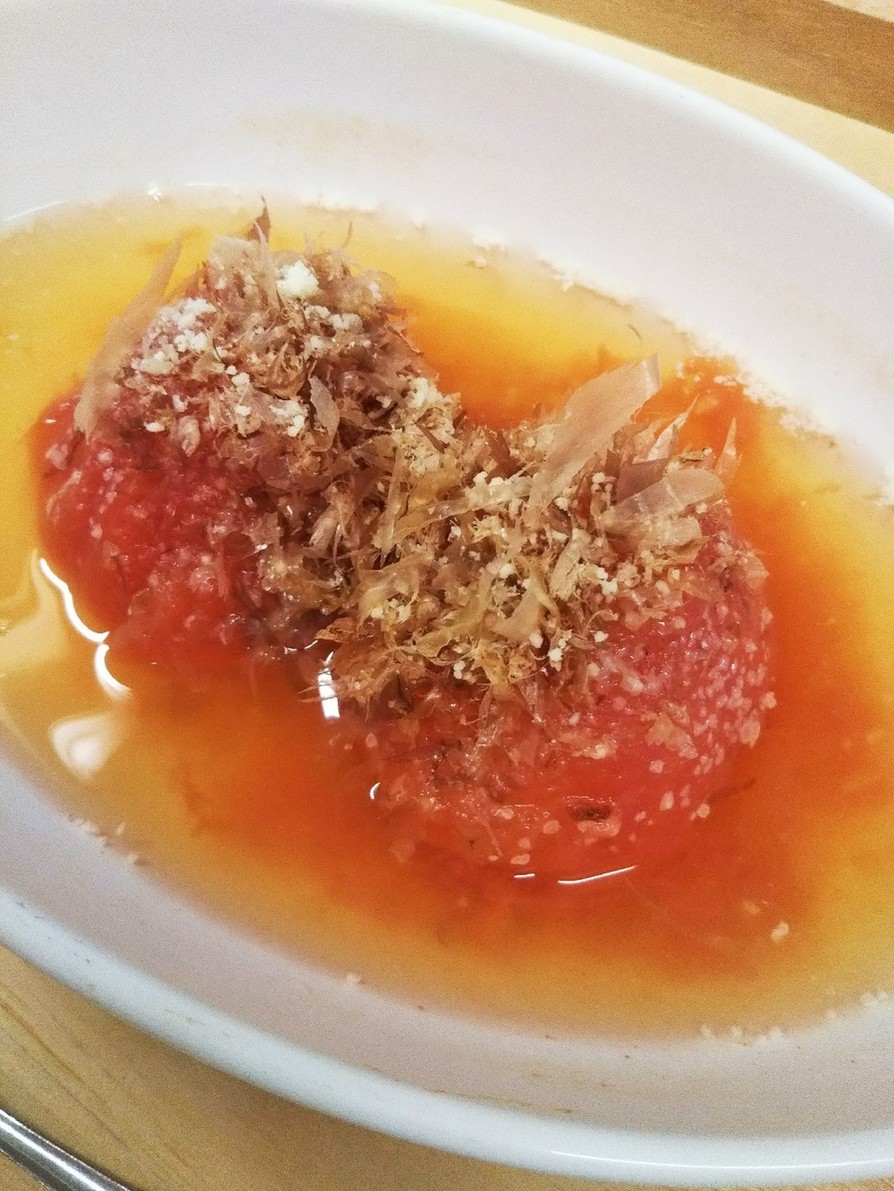 レンジで丸ごとトマトのほっこり和風スープの画像