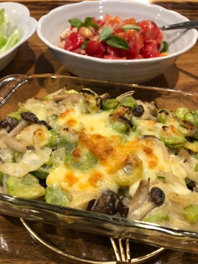 そら豆としめじのグラタン風