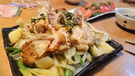 激ウマ♪鳥のハーブ焼き&ガーリックライス