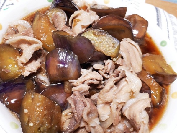 なすと牛肉の甘辛煮