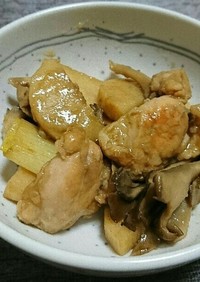 手羽トロと長芋と舞茸の炒め物