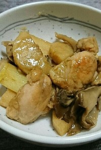 手羽トロと長芋と舞茸の炒め物