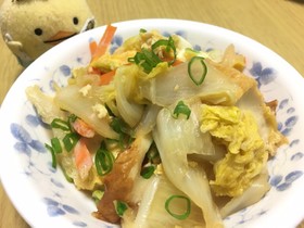 厚揚げとちくわでガッツリ●白菜の卵とじ