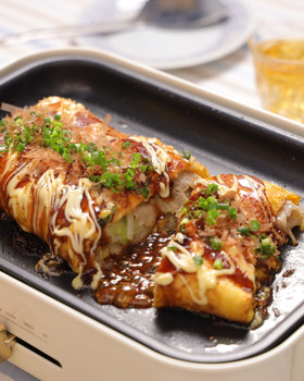 ホットプレートで♪ふわふわ卵の豚ぺい焼き