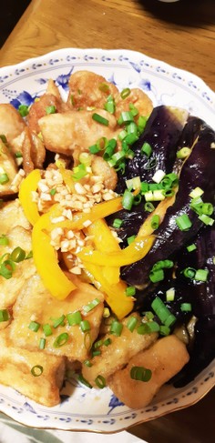 高野豆腐となすの南蛮漬け
