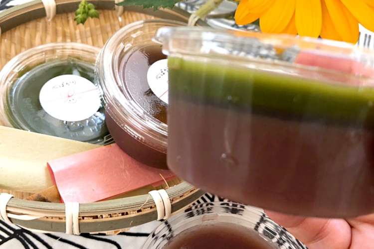 抹茶ゼリーと水羊羹 レシピ 作り方 By 39 クックパッド 簡単おいしいみんなのレシピが357万品