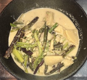 わらびとささみと筍のピリ辛胡桃和え