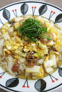 白菜の卵とじ素麺