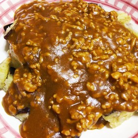 ナスのカレーそぼろあんかけ