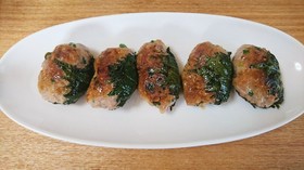 簡単!豚つくねのシソ巻き焼き♪