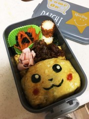 キャラ弁 ピカチュウ☆オムそば弁当の写真