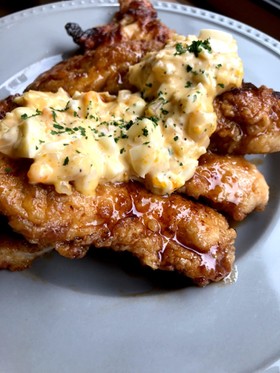(塩麹漬け)鶏むね肉チキン南蛮フライパン