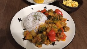ゴーヤが主役◯夏野菜のキーマカレー